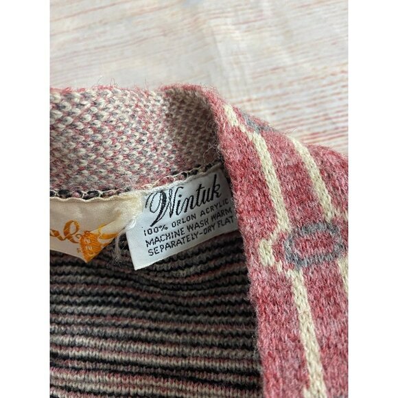 Vintage Wintuck By Sabra Aztec Women's Tribal Open Front Cardigan - Medium - Picture 8 of 12